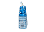 Rear view of Glad For Kids shark-design paper cups in clear plastic packaging showing barcode panel