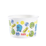 Single Glad paper snack bowl featuring Monsters, Inc. character faces, icons, and yellow dots.