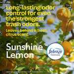 Sunlit citrus tree background with text about long-lasting odor control and ‘Sunshine Lemon’ with Febreze freshness logo