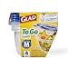Retail box of Glad To Go medium round containers with blue lids and product branding visible