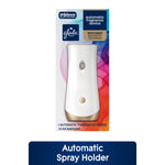 Glade automatic fragrance device packaged in retail box with white and gold dispenser image
