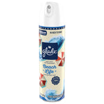 Glade Soft Mist 'Beach Life' air freshener can with beach wave and umbrella design, angled front view