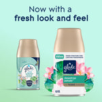 Glade Dewdrop Petals packaging shown with old and new can designs and text 'Now with a fresh look and feel'