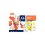 Packaged Glade PlugIns Hawaiian Breeze refill pack showing seven clear scented oil refill bulbs with orange and yellow floral background