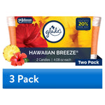 Glade Hawaiian Breeze twin-pack packaging with hibiscus and pineapple artwork and 'Two Pack' label