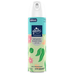 Standalone product shot of Glade limited edition lush greens & water lotus soft mist air freshener can on white background