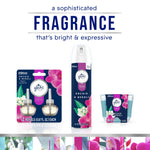 Promotional image showing Glade Orchid & Neroli products including refills, aerosol and a candle with 'a sophisticated FRAGRANCE' header