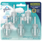 Glade PlugIns scented oil refill blister pack with five round clear oil bottles and ocean-themed blue packaging labeled authentic fragrances