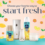 Selection of Glade products including plugin device, aerosol, spray and candle with lemon and floral background artwork