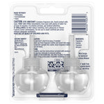 Clear retail blister pack back showing two refill bottles, usage warnings, barcode and ingredient box