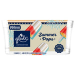 Clear-view Glade Summer Pops candle two-pack package with popsicle illustrations and Glade logo on a white background