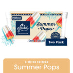 Glade Summer Pops two-pack candle jars packaging art with popsicle illustrations and 'Two Pack' label