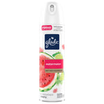 Front-facing Glade watermelon soft mist aerosol can with large watermelon illustration and pink 'watermelon' label.