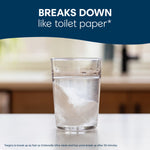 Glass of water with a dissolving white wipe illustrating Cottonelle breakdown claim