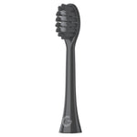 Close-up studio shot of a single black Gleem electric toothbrush replacement head against white
