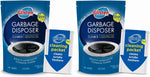 Two Glisten garbage disposer cleaner pouches with two individual cleaning packets shown on white background.
