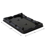 Angled black glue tray on white background with printed dimension arrows indicating the tray's length and width measurements