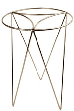 Wireframe gold metal plant stand shown isolated on a white background