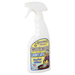 Angled view of a white Grandma's Secret Spot Remover laundry spray bottle with visible front label and ergonomic grip.