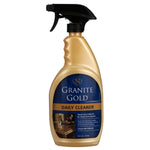 Granite Gold Daily Cleaner spray bottle photographed on white background showing blue and gold front label