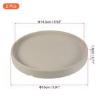 Single gray ceramic round planter saucer with red dimension lines and labels showing ~15cm/5.91" and 1.8cm depth.