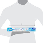 Silhouette scale image showing a Great Value aluminum foil box with a 12-inch width measurement overlay