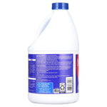 Rear view of a Great Value bleach jug showing the back label with warnings, barcode and recycling information