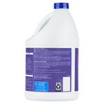 Rear view of Great Value Bleach jug showing precautionary text, recycling symbol, and warranty panel