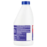 Rear view of a Great Value bleach bottle showing storage and disposal text on the purple label.