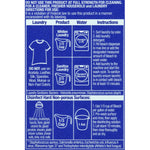 Instruction panel showing laundry and hard-surface disinfecting directions and pictograms on bleach label