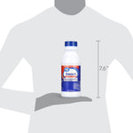 Product scale graphic showing a Great Value bleach bottle held in a silhouetted hand with 7.6" height callout