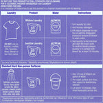 Close-up of printed usage instructions and laundry icons on a Great Value Bleach product label