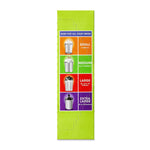 Side panel of a green Great Value box showing the same colorful size-for-all-your-needs graphic