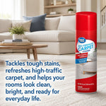 Great Value Pro-Strength Carpet Cleaner can placed on carpet in a living room scene with product benefit text