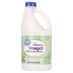 White plastic jug of Great Value Cleaning Vinegar with green label and blue cap on a white background.
