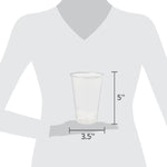 Graphic silhouette showing a clear Great Value plastic cup with dimensions labeled 5" height and 3.5" width