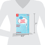 Product size graphic showing Great Value Everyday Clear Spoons box with 4.5" by 7" dimensions on silhouette