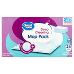 Great Value Deep Cleaning Mop Pads box with purple and teal packaging and brand logo