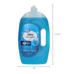 Great Value Ultra Dish Liquid bottle with measurement overlay showing product dimensions on white background