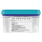 Rear view of Great Value dishwasher pac tub showing product comparison chart and usage directions on label