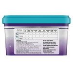 Back panel of Great Value dishwasher pacs tub with directions, feature checklist comparing Premium Plus, Premium and Original formulas.