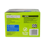 Bottom panel of Great Value dry sweeping refills box showing cautions, barcode and do not flush icon