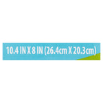 Blue strip graphic showing product dimensions 10.4 in x 8 in (26.4cm x 20.3cm) from the Great Value packaging