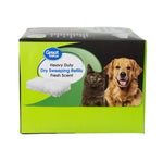 Side view of Great Value dry sweeping refills packaging showing product branding and pet photos