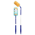 Two configurations of the Great Value 360° Duster Extender side by side, one packaged and one fully extended