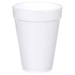 Close-up of a single white insulated foam cup showing rim and textured surface on a white background
