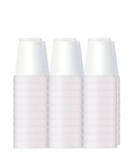 Three columns of stacked white insulated foam cups shown against a white background