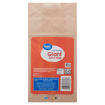 Rear view of Great Value giant lunch bag package showing product label, barcode and company information on kraft paper backing.