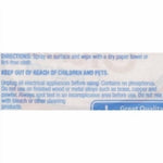 Cropped close-up of product label text showing directions and caution: 'KEEP OUT OF REACH OF CHILDREN AND PETS' on a glass cleaner label.