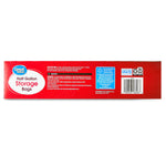 Back panel of Great Value half gallon storage bags box showing product logo, barcode and small text block